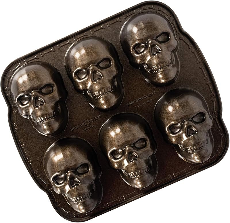 Nordic Ware Halloween Bakeware, Haunted Skull Cakelet Pan, Bronze — Pan de Muerto Pan for pan muerto pan