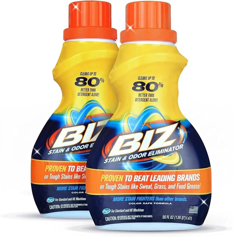 Biz Laundry Detergent Liquid Booster, Stain and Odor Eliminator for Tough Stains Like Sweat Grass and Food Grease