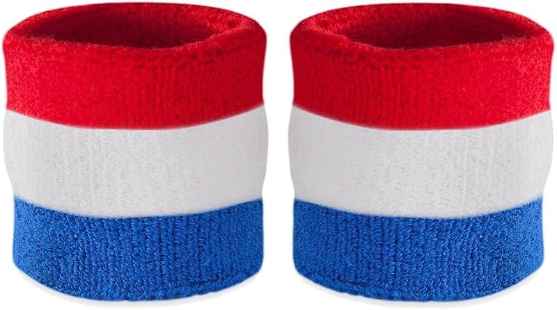 Suddora Striped Wristbands, Wrist Sweatbands for Men & Women, Moisture-Wicking Thick Cotton Bands for Working Out