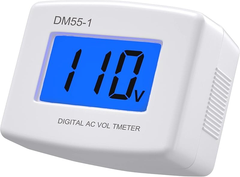 Eversame Flat US Plug AC 80-300V LCD Digital Voltmeter Voltage Measuring Monitor, AC 110V 220V Voltage Panel Power