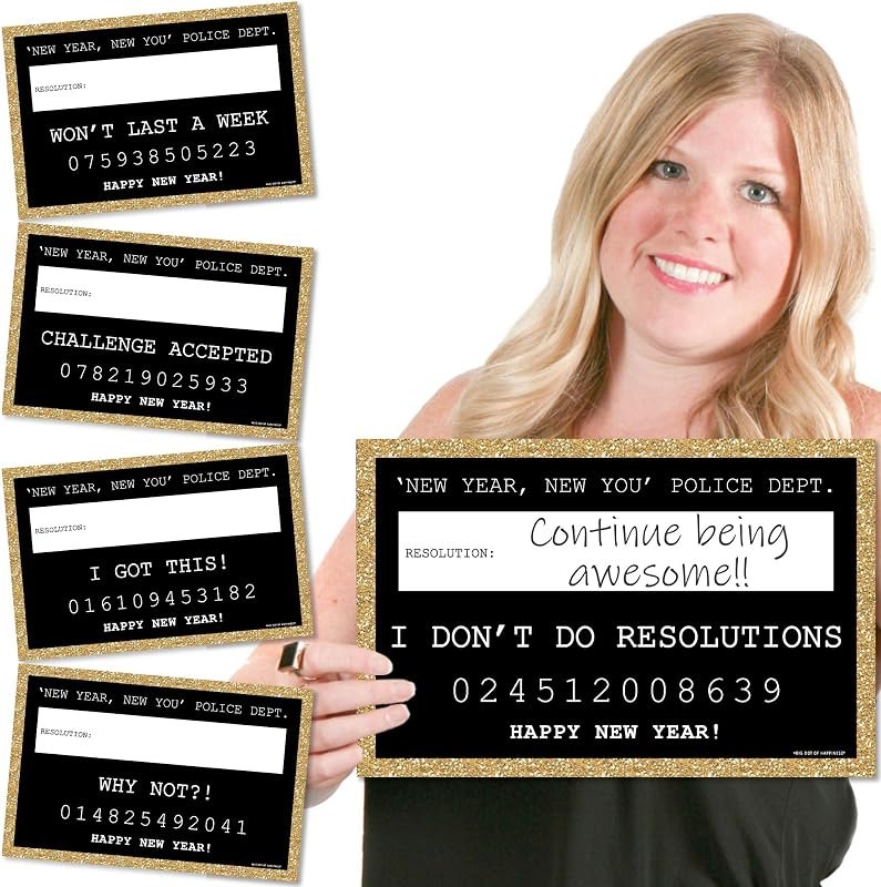 Big Dot of Happiness New Year's Eve - Gold - New Years Eve Party Resolution Mug Shots - Photo Booth Props Kit - 20