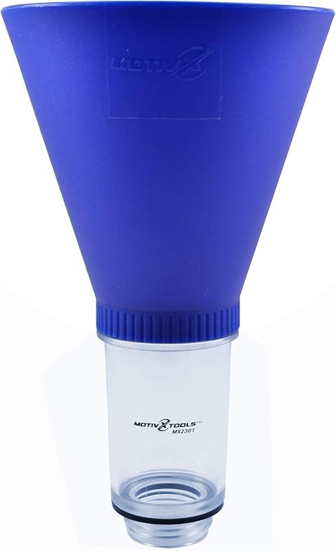 Motivx Tools Engine Oil Funnel for Toyota, Lexus, and Scion Vehicles with Threaded Oil Filler Caps — no spill funnel