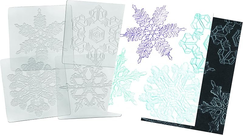 Roylco Snowflake Rubbing Plates for Kids - Set of 6 Authentic Pattern Plates, 7" x 7" - Winter Art Craft Activity for