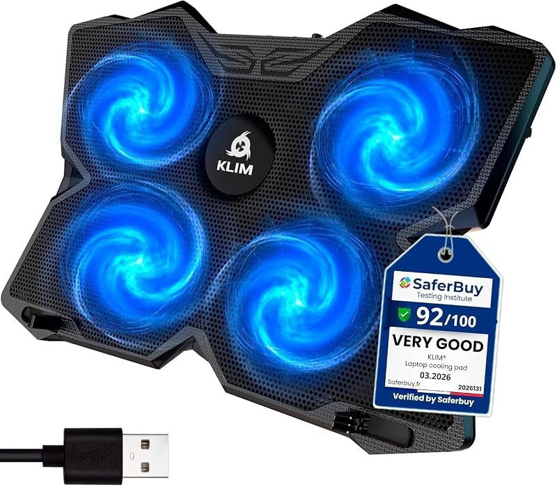 Laptop Cooling Pad with 4 Fans at 1200 RPM - USB Stand for PC and Consoles