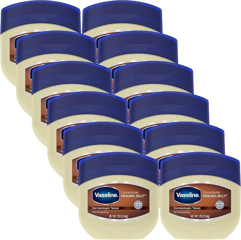 Vaseline Cocoa Butter Healing Jelly Travel-Size 12-Pack — Petroleum Jelly Skin Salve for petroleum jelly skin salve