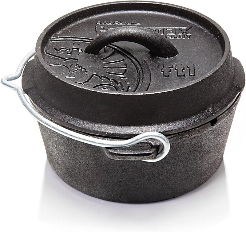 Petromax Cast Iron Dutch Oven for Cooking or Baking Outdoors Over a Campfire or in the Home Kitchen, Pre-Seasoned