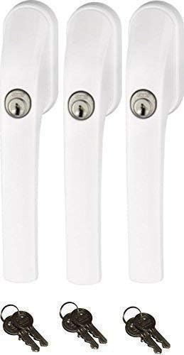 Abus FG300 Poignée de Fenêtre verrouillable, Blanc, En Ensemble 3 Pièces toutes s'ouvrant avec la même clé avec Total