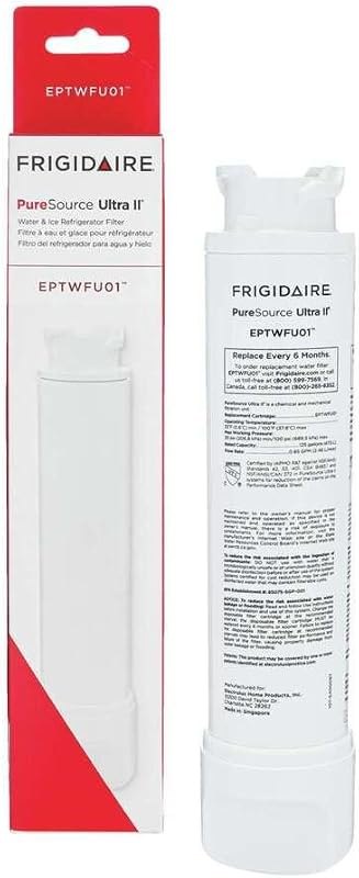 Frigidaire EPTWFU01 Refrigerator Water Filter Replacement, White, 1 Count — inline refrigerator water filter for