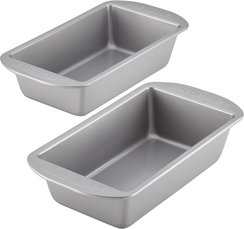 Farberware Nonstick Bakeware Bread and Meat Loaf Pan Set for Baking, Gray — baking loaf pan for baking loaf pan