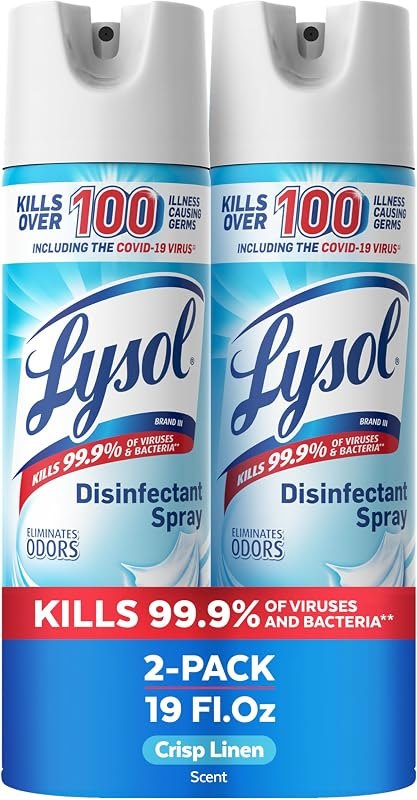 Lysol Disinfectant Spray, Sanitizer, Crisp Linen, 19 oz, 2 Pack — scent eliminating spray for scent eliminating spray