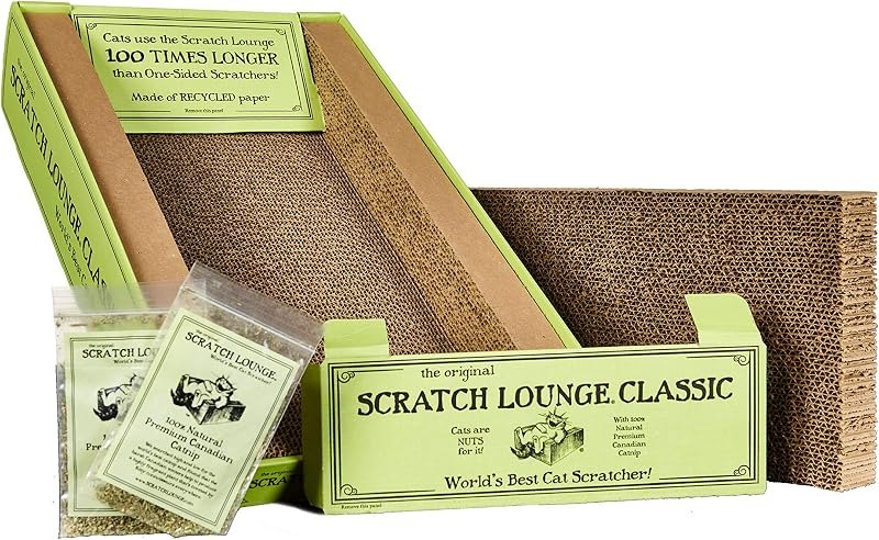 Scratch Lounge - Reversible Cardboard Cat Scratcher with Floor Refill and Catnip — cat scratching post for cat
