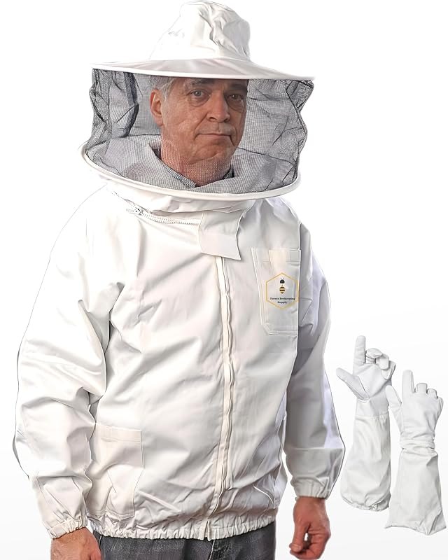 Forest Beekeeping Jacket, Cotton Bee Jacket with Veil and Gloves — beekeeping bee veil for beekeeping bee veil