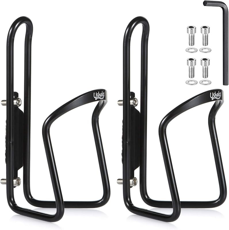 USHAKE Bike Water Bottle Cage, Alloy Bicycle Holder Bracket — bicycle bottle cage for bicycle bottle cage
