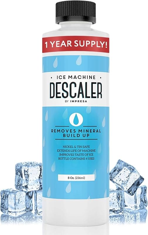 IMPRESA Ice Maker Cleaner & Descaler - 8 Fl Oz Scale Removal Liquid Descaler - Nickel-Safe Ice Machine Cleaner -