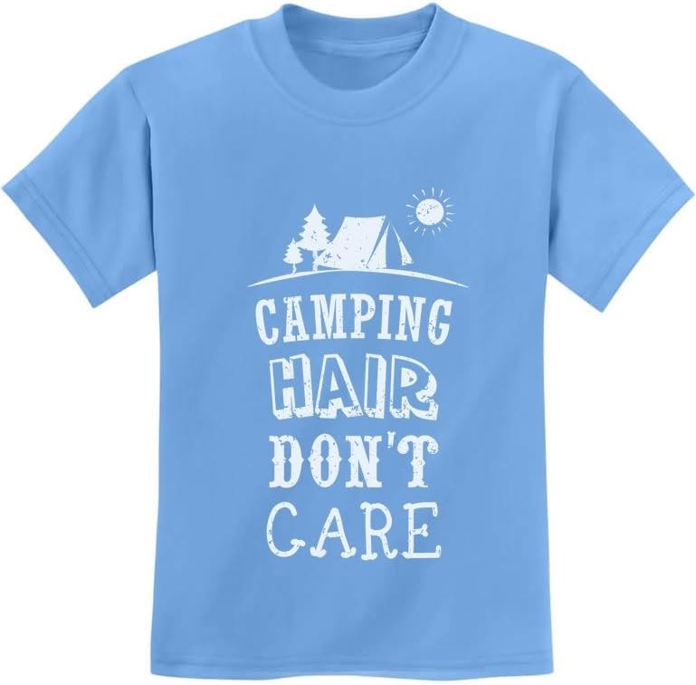 Camping Hair Don't Care Funny Camping Gift Youth Kids T-Shirt — Survivor Themed Kids T-Shirt for survivor themed kids