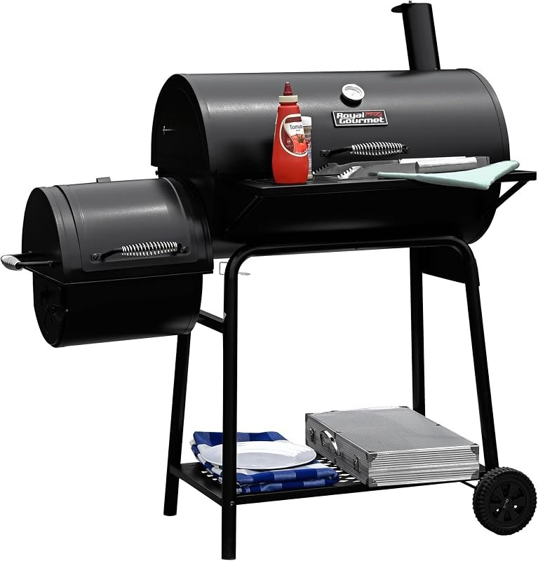 Royal Gourmet CC1830F Charcoal Grill with Offset Smoker, 811 Sq. Inches Cooking Space, Barrel Charcoal BBQ Grill for