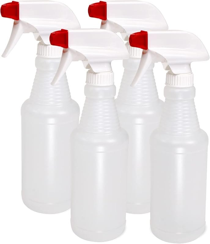 Pinnacle Mercantile Plastic Spray Bottles USA Made 4 Pack 16 oz Leak Proof Empty Refillable Mist/Stream for Cleaning