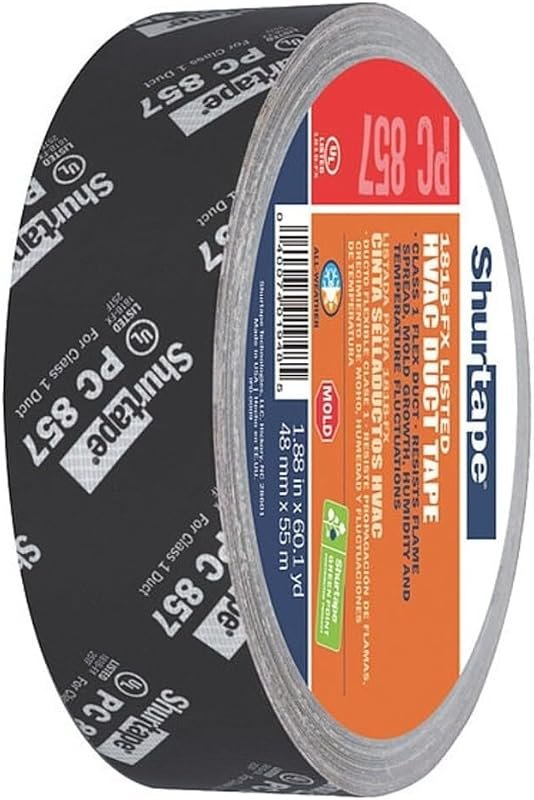 Shurtape PC 857 UL 181B-FX Listed/Printed Cloth Waterproof HVAC Duct Tape, Use to Seal Seam and Join Class 1 Flex