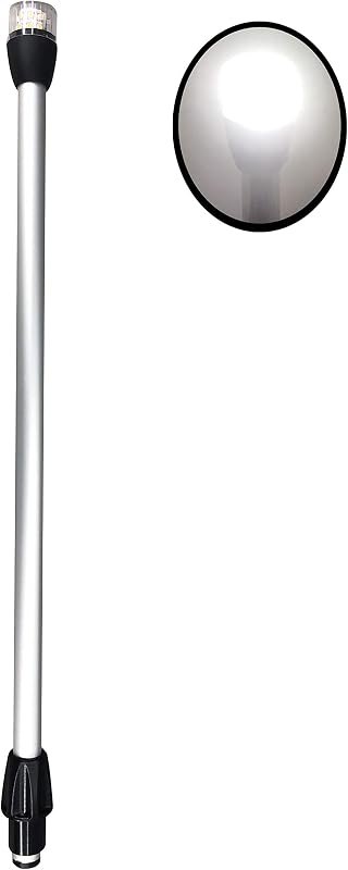 Boat Navigation Lights LED - 22 Inch White All-Round/Stern Light Pole (Replacement Pole, Flush Mount) - Boat