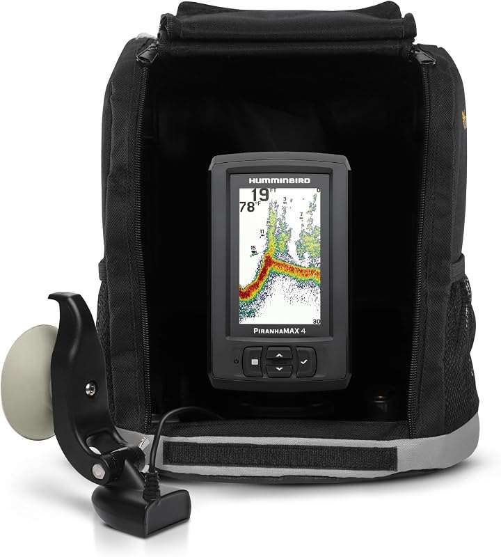 Humminbird PiranhaMAX 4 Fish Finder with Transducer, Dual Beam Sonar, Portable Carrying Case — low frequency fish