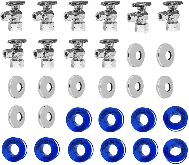 CMI Angle Stop Valve 10-Pack, 1/4-Turn Shut-Off, Chrome-Plated Brass