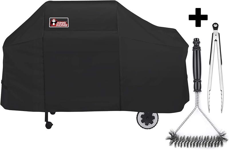 Kingkong 7552 Grill Cover for Weber Genesis Silver/Gold / 2000-5500 Gas Grills with Brush and Tongs — grill wind guard