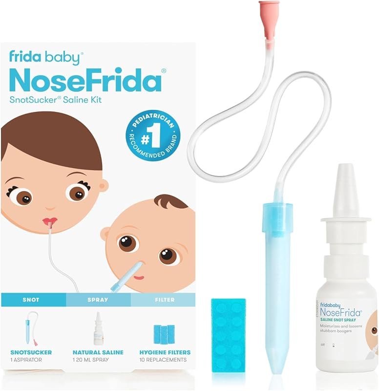 Frida Baby Saline Kit, Cold & Flu 12pc Set with NoseFrida Nasal, 0.68 fl oz — baby nasal aspirator for baby nasal