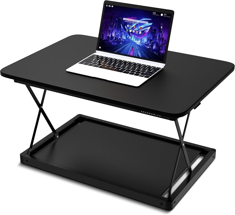 Uncaged Ergonomics Small Standing Desk Converter & Desk Riser (Black)