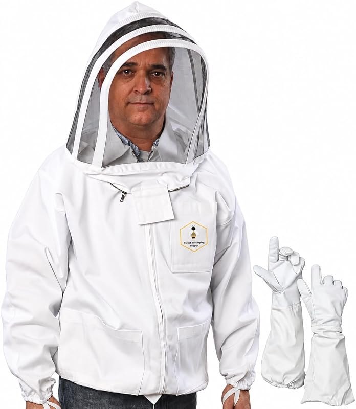Forest Beekeeping Jacket, 100% Cotton Bee Jacket with Veil and Gloves — beekeeping bee suit for beekeeping bee suit