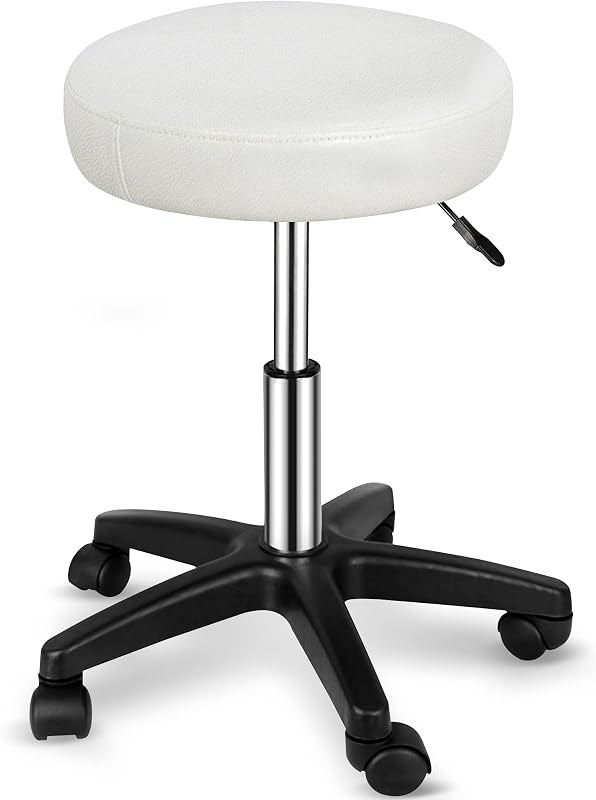 Rolling Stool with Wheels Swivel Salon Stool Adjustable Drafting Tattoo Office Chair for Massage Bar Kitchen Spa Shop