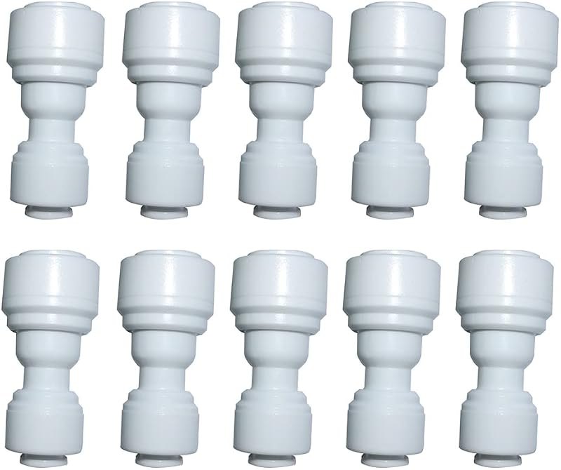 Reducing Straight Union 3/8" to 1/4" Quick Connector fittings RO Water Filters set of 10 — countertop water filter for