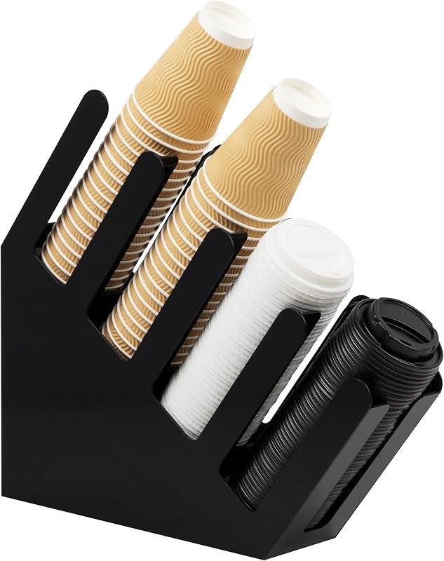 Mind Reader Cup and Lid Dispenser, Countertop Org, Coffee Bar, Beverage Cup, Kitchen, Breakroom, Black — kitchen