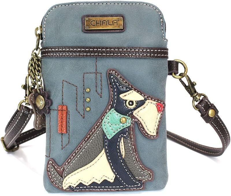 CHALA Dog Collection Cell Phone Crossbody Purse-Women PU Leather/Canvas Multicolor Handbag with Adjustable Strap —