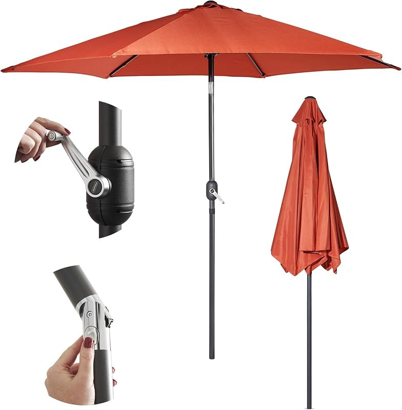 VonHaus 9 Feet (2.7 Meter) Steel Powder Coated Black Garden Patio Umbrella Parasol