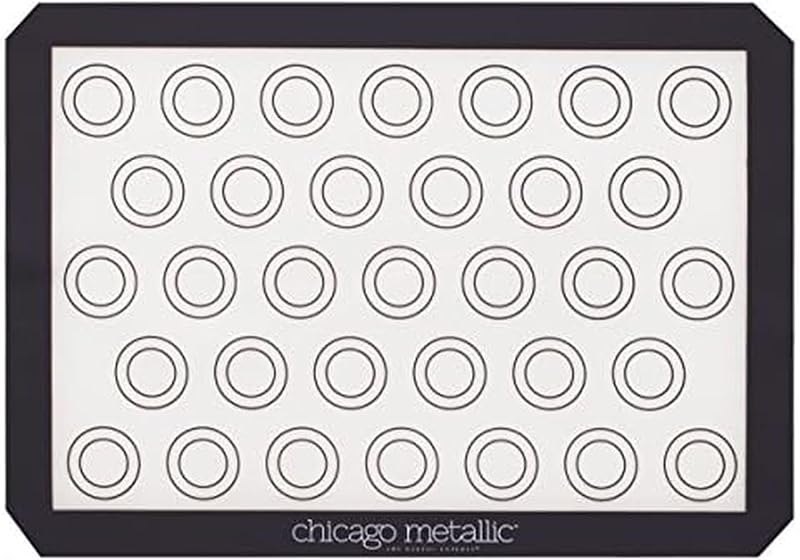 Chicago Metallic Silicone Pastry Mat with Measurements,, Baking Mat with Cookie Marks Gray 16.5x11.5 Inch — silicone