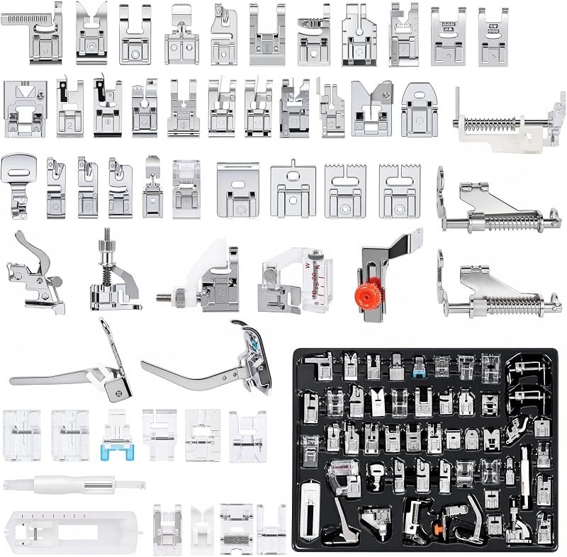 Presser Foot Set 52Pcs, Sewing Machine Presser Feet Kit Accessories with Manual for Brother, Babylock, Singer, Elna