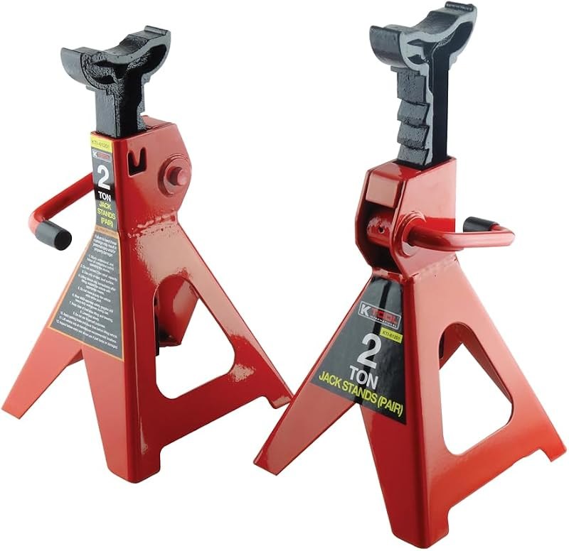 K Tool International 61201 2 Ton Automotive Jack Stands for Garages, Repair Shops, and DIY, Lightweight, 4,000 lbs