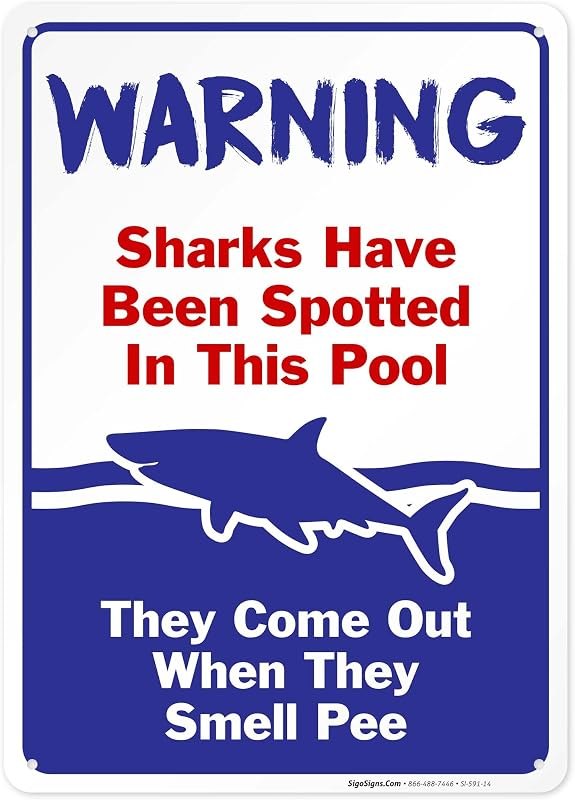 Swimming Pool Sign, Sharks Have Been Spotted in This Pool, Pool Rules, — pool fence gate for pool fence gate