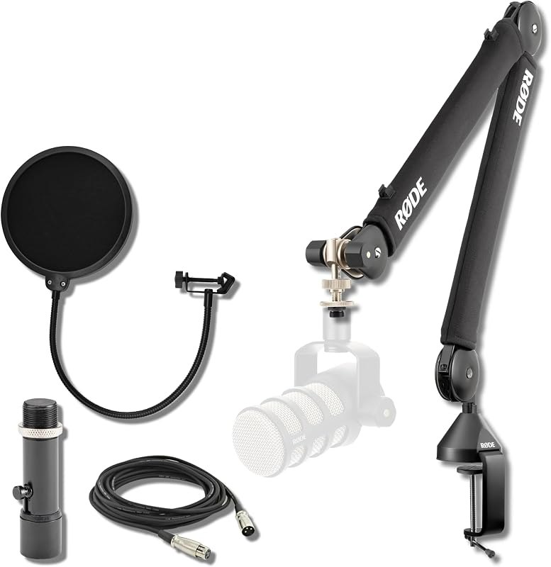 Rode PSA1+ Pro Studio Boom Arm for Podcasting and Streaming with Quick Release Mic Stand Adapter, Microphone Pop