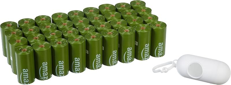Amazon Basics Premium Leak Proof Dog Poop Bags with Dispenser and Leash Clip, Unscented, 13" x 9", 540 Count (36 Rolls