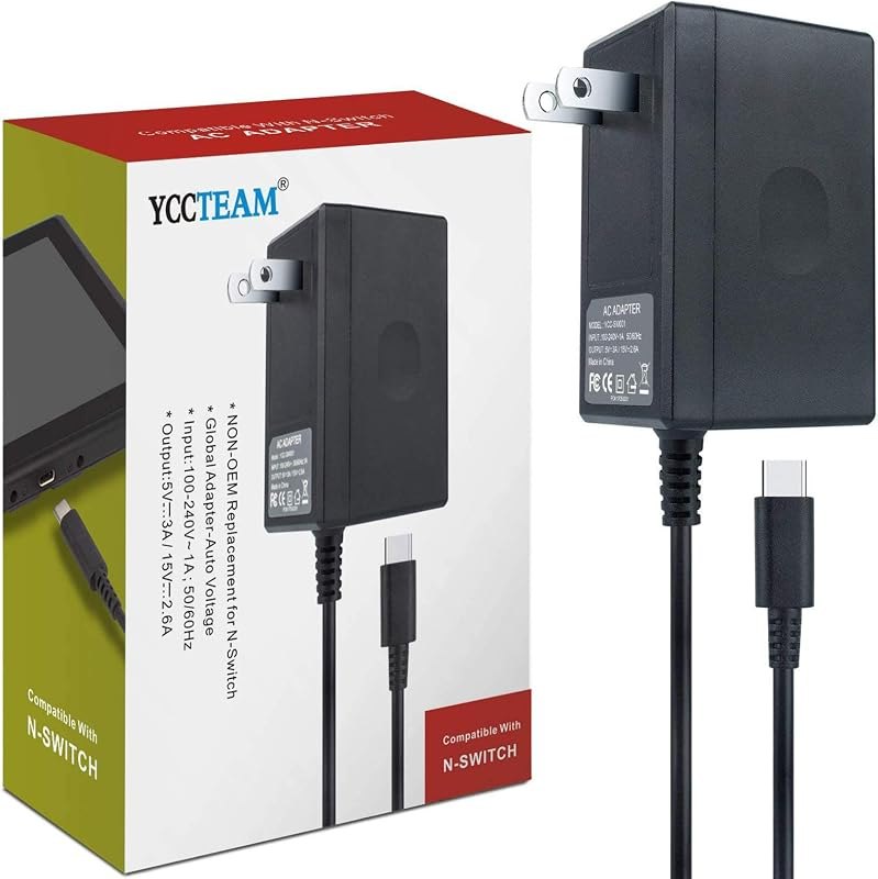 45W Charger for Nintendo Switch, YCCTEAM Charger AC Adapter Power Supply 15V 3A Fast Charging Kit Compatible with