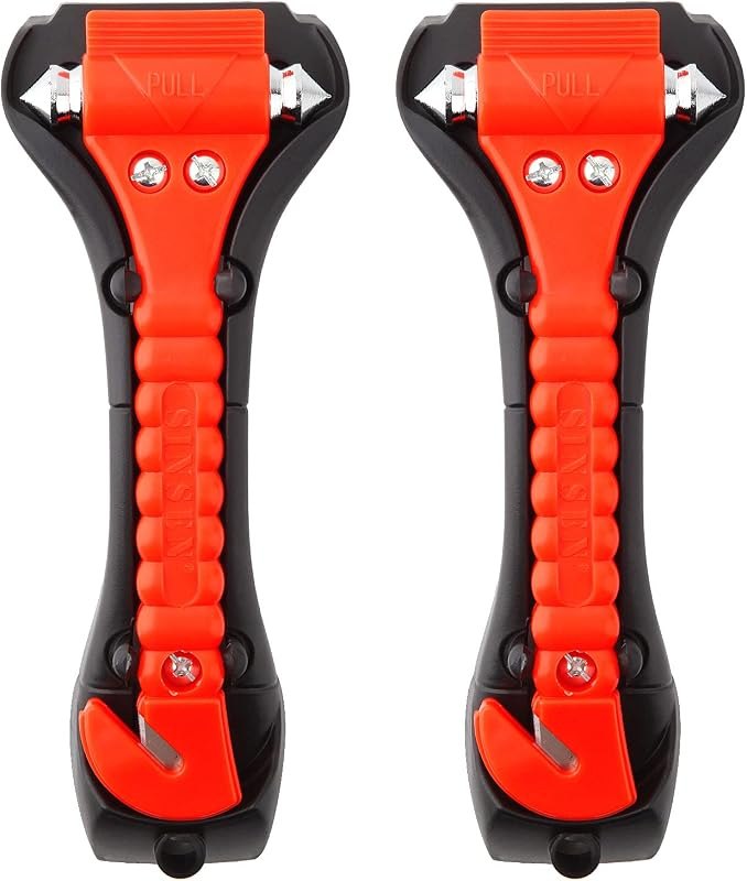 SINSEN Car Safety Hammer Set of 2 Emergency Escape Tool Auto Car Window Glass Hammer Breaker and Seat Belt Cutter