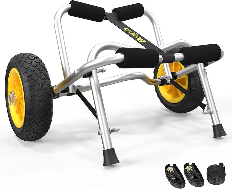 Bonnlo Boat Kayak Canoe Cart Carrier Dolly Trailer Tote Trolley Transport Kayak Accessories Large with 20x2mm Aluminum