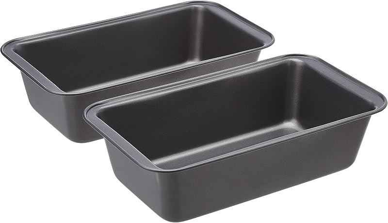 Amazon Basics Rectangular Nonstick Bread Loaf Pan for Baking Meatloaf with Even Heat Distribution, 9.5 x 5 Inch, Gray