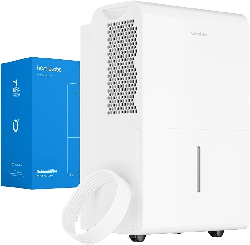 hOmeLabs Dehumidifier 7,500 Sq Ft 50 Pint with Pump 120 Pint 95°F, 90% RH — best 50 pint dehumidifier for pint