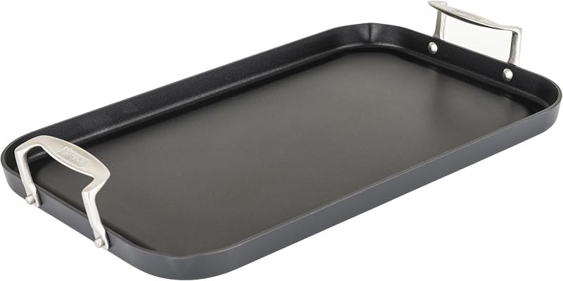Viking Nonstick Double Burner Griddle, 19 x 11 Inch Hard Anodized Kitchen Grill Pan with Handles, Oven Safe, Works on
