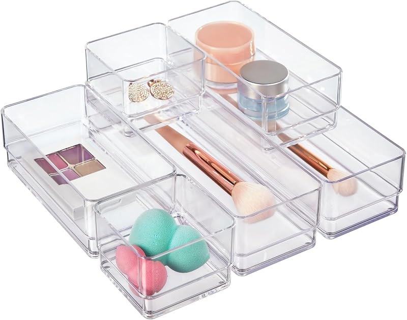 STORi SimpleSort Drawer Organizer Bins 6 pc Set, Multi-size, Bathroom Organizers and Storage, Makeup Organizer, Desk