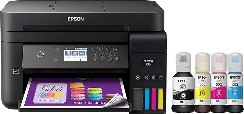 Workforce ET-3750 EcoTank Wireless Color All-in-One Supertank Printer with Scanner, Copier and Ethernet — Epson