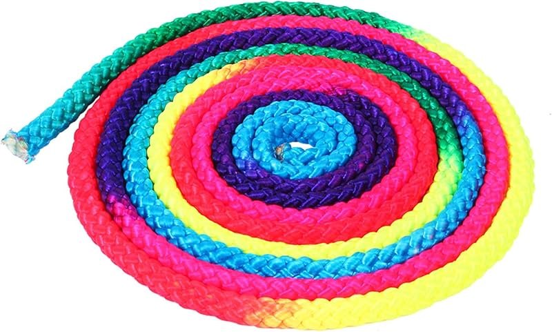 Gymnastics Arts Rope, 2.8m/110inch Rainbow Color Rhythmic Gymnastics Rope Solid Competition Arts Training Rope Nylon