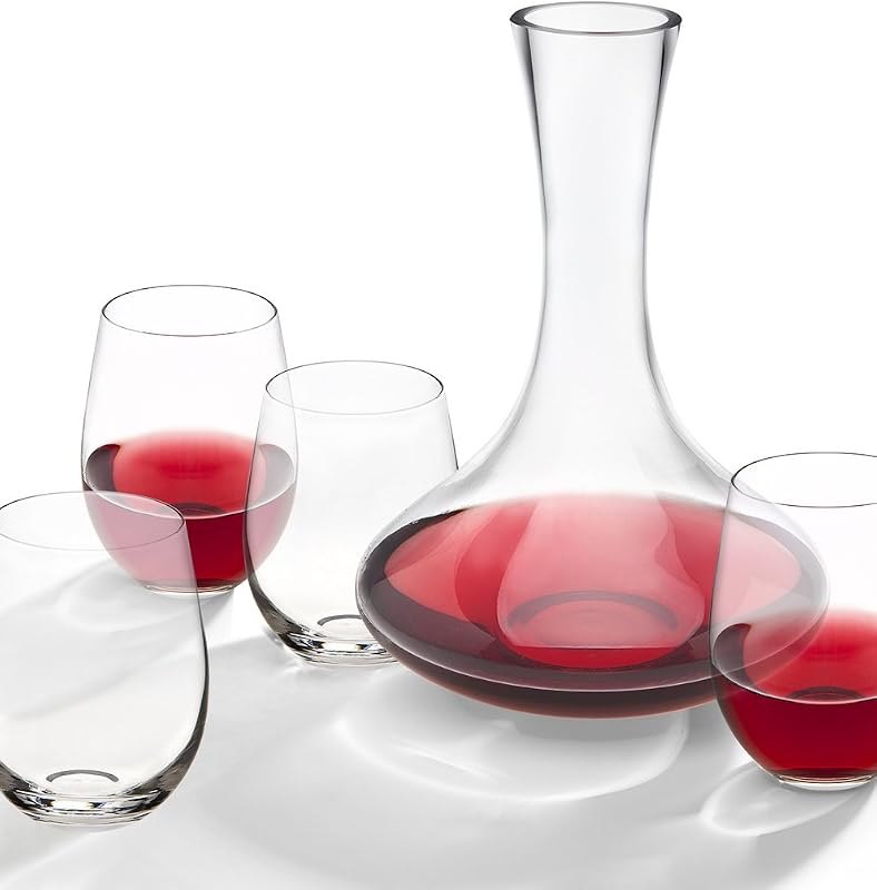 Godinger Social 5 piece Whiskey, Wine Decanter Set, Modern, Simple look, Perfect for social gatherings, 100% Hand